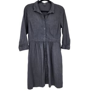 Eileen Fisher System Classic Collar Utility Shirt Dress Size Medium Petite